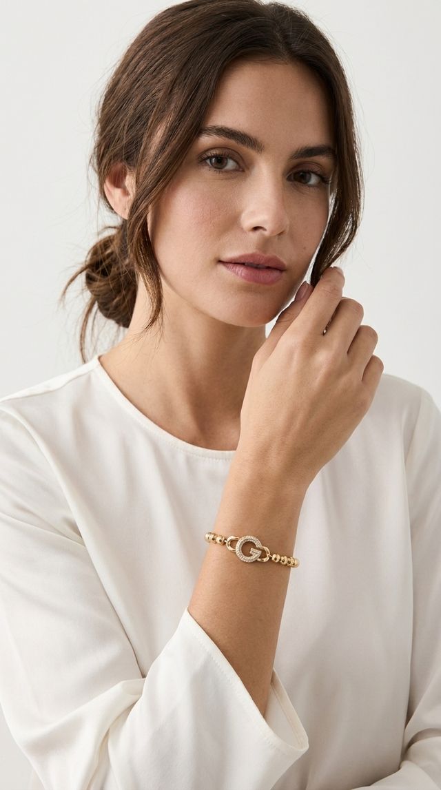 Envy Gold Bead Bracelet With Crystals
