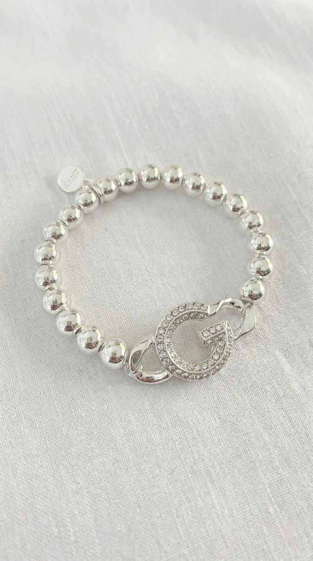 Envy Silver Bead Bracelet With Crystals