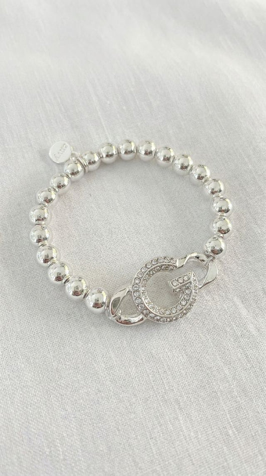 Envy Silver Bead Bracelet With Crystals