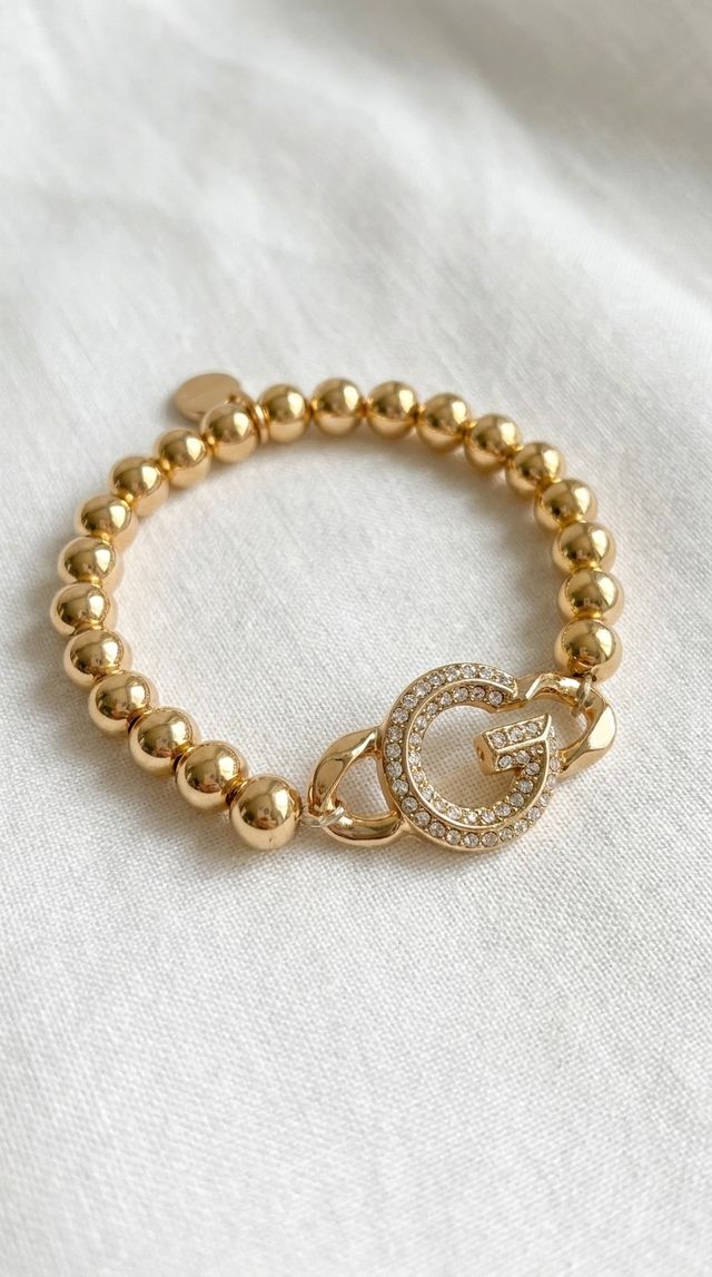 Envy Gold Bead Bracelet With Crystals