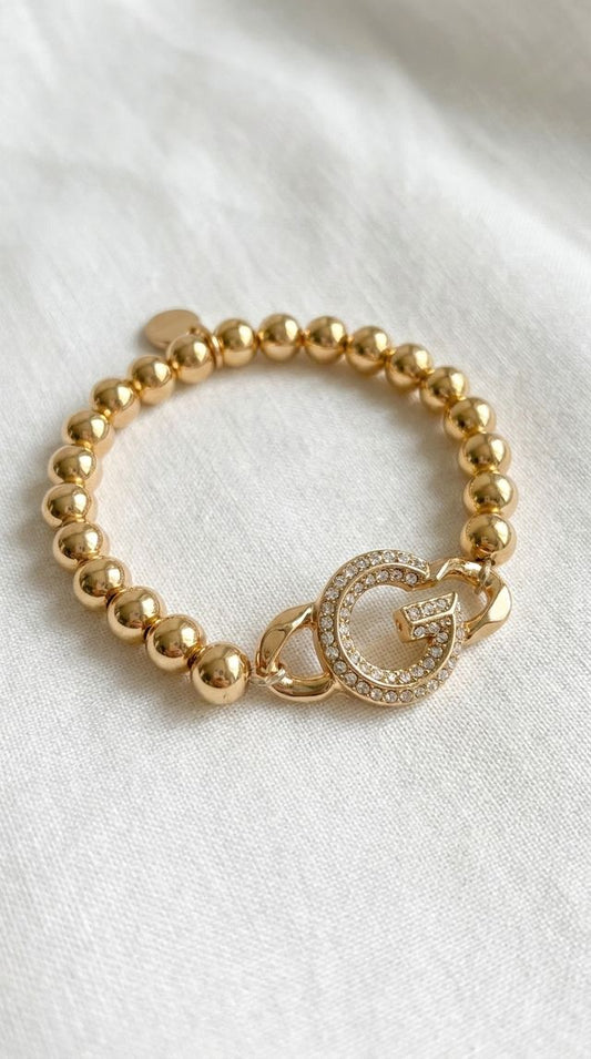 Envy Gold Bead Bracelet With Crystals