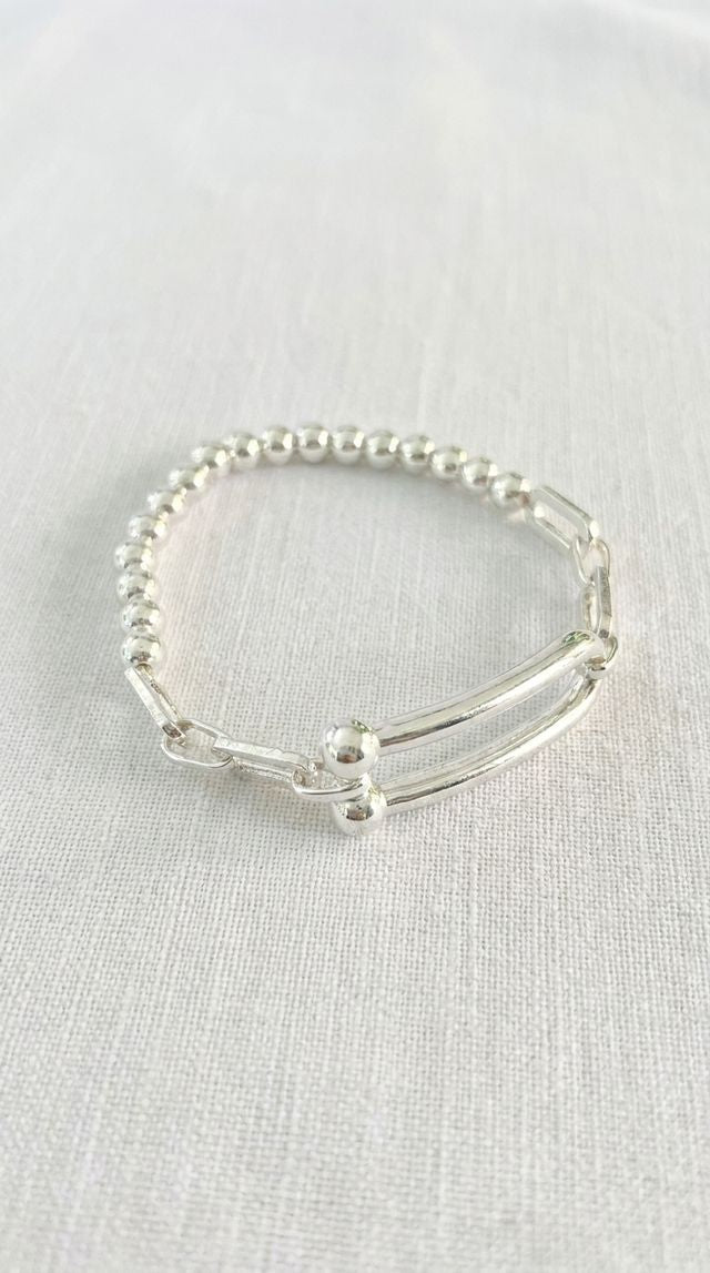 Envy Stretch Beaded Bracelet Silver