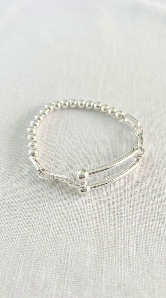 Envy Stretch Beaded Bracelet Silver