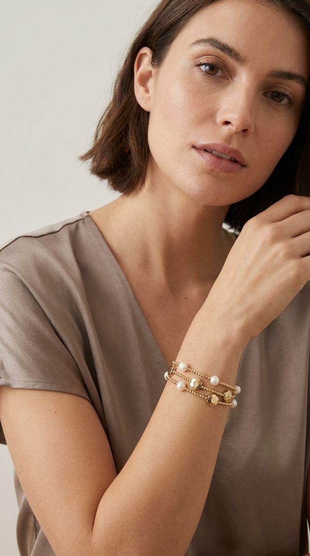 Envy Bracelet Gold & Pearl T-Bar Bracelet