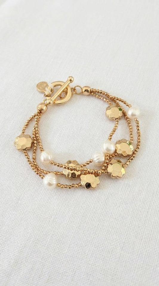 Envy Bracelet Gold & Pearl T-Bar Bracelet
