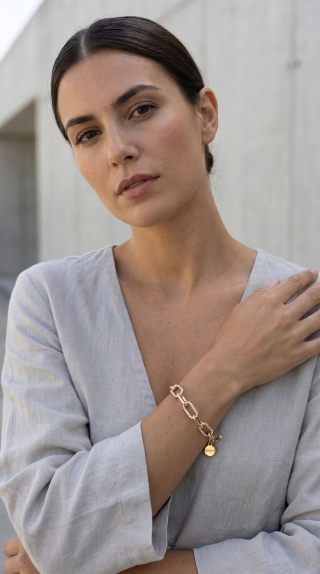 Envy Crystal T-Bar Bracelet Gold