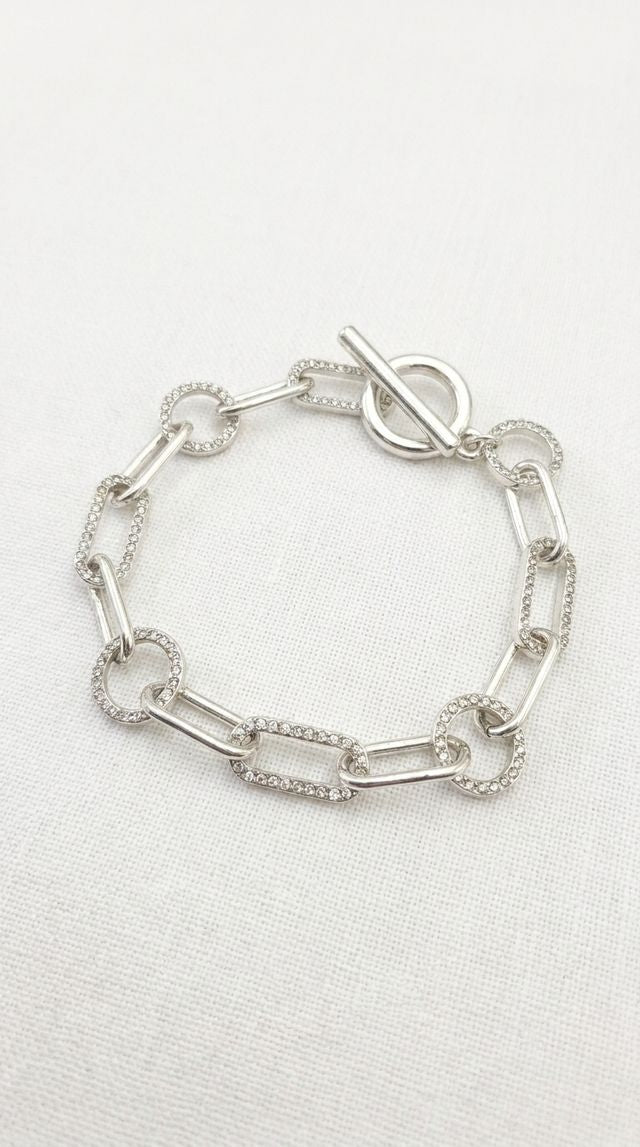 Envy Crystal T-Bar Bracelet Silver