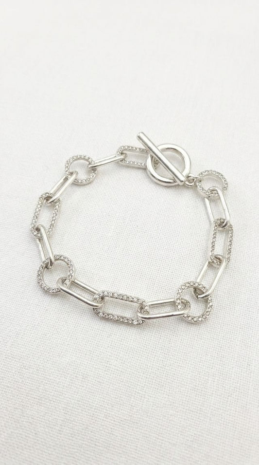 Envy Crystal T-Bar Bracelet Silver
