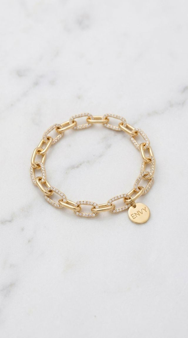 Envy Crystal T-Bar Bracelet Gold