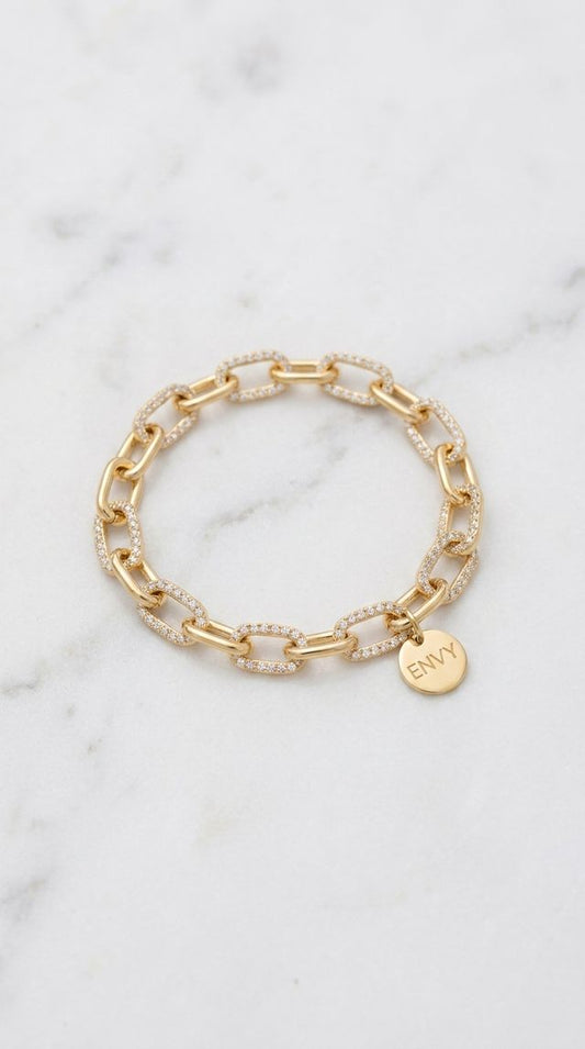 Envy Crystal T-Bar Bracelet Gold