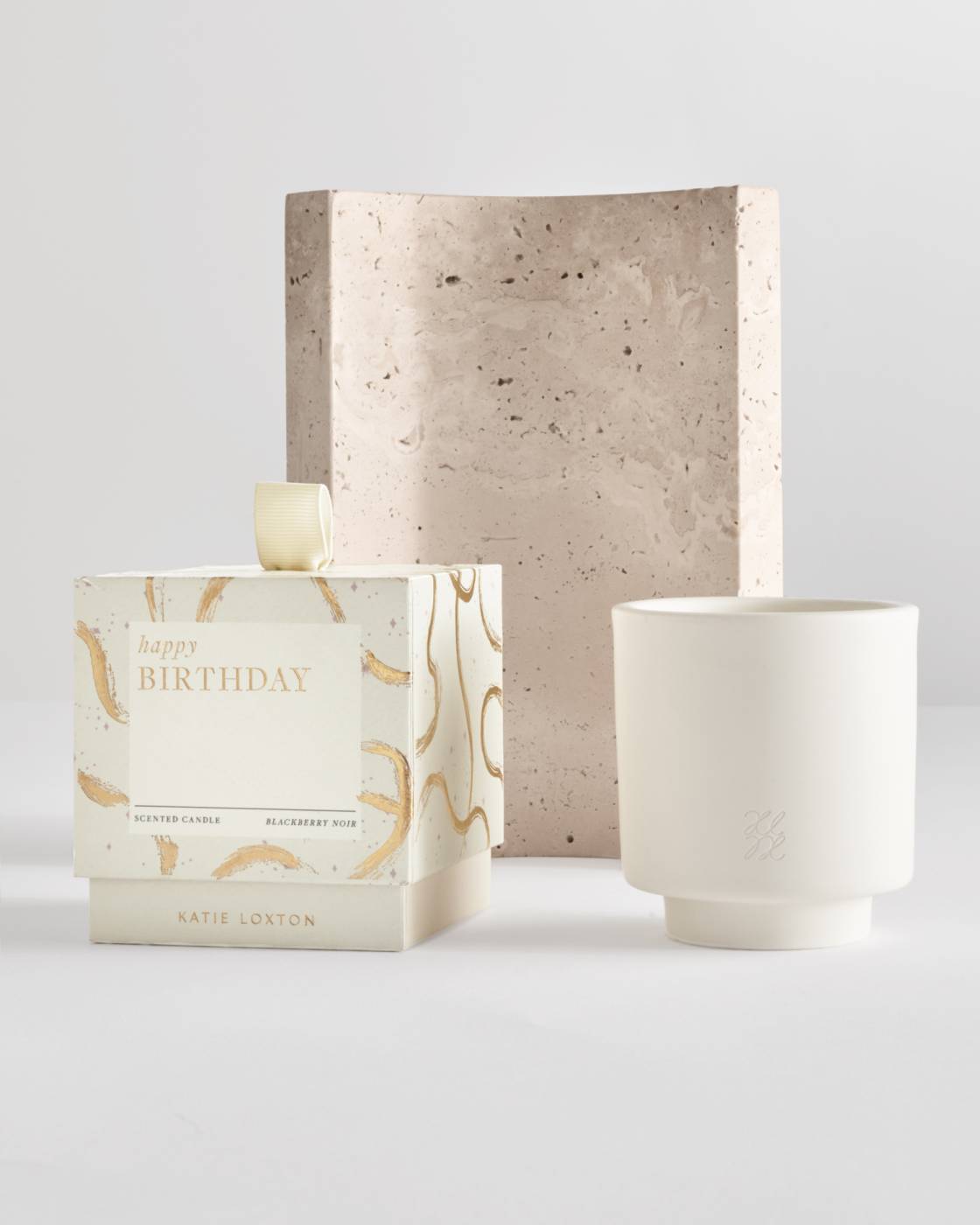 Katie Loxton Ceramic Sentiment Candle 'Happy Birthday’ Blackberry Noir