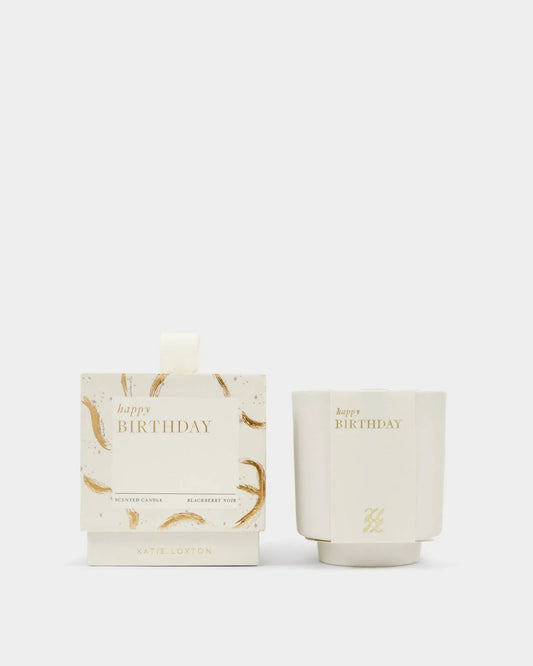 Katie Loxton Ceramic Sentiment Candle 'Happy Birthday’ Blackberry Noir
