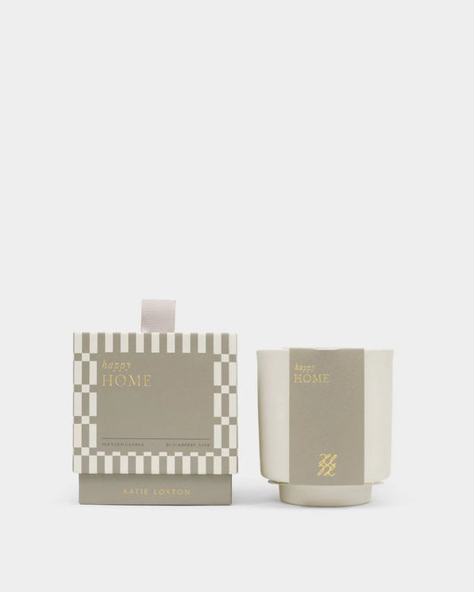 Katie Loxton Ceramic Sentiment Candle 'Happy Home’ Blackberry Noir