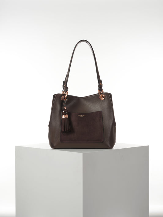 Luella Grey Sienna Chocolate Hobo Tote Bag
