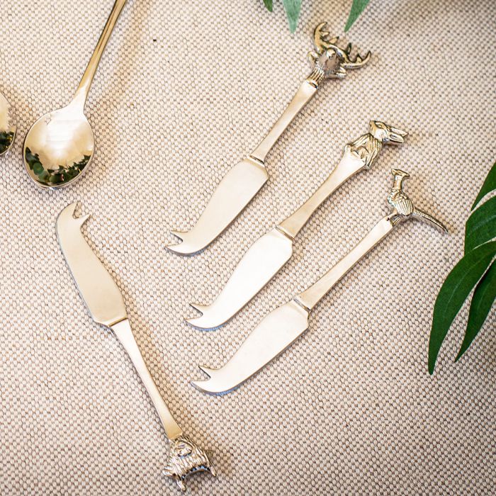Set Of Four Mini Cheese Knives Country Animals