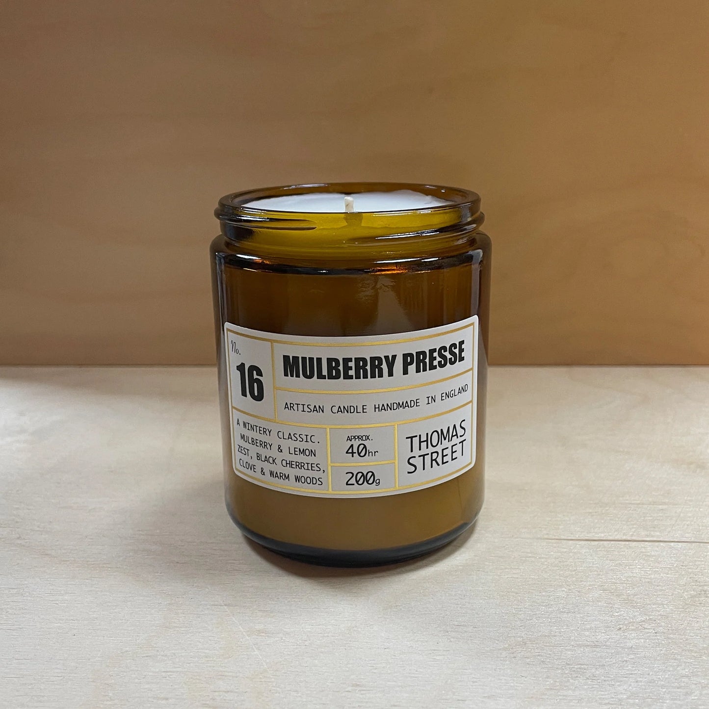 Thomas Street Apothecary Candle Jar 200g Mulberry Presse