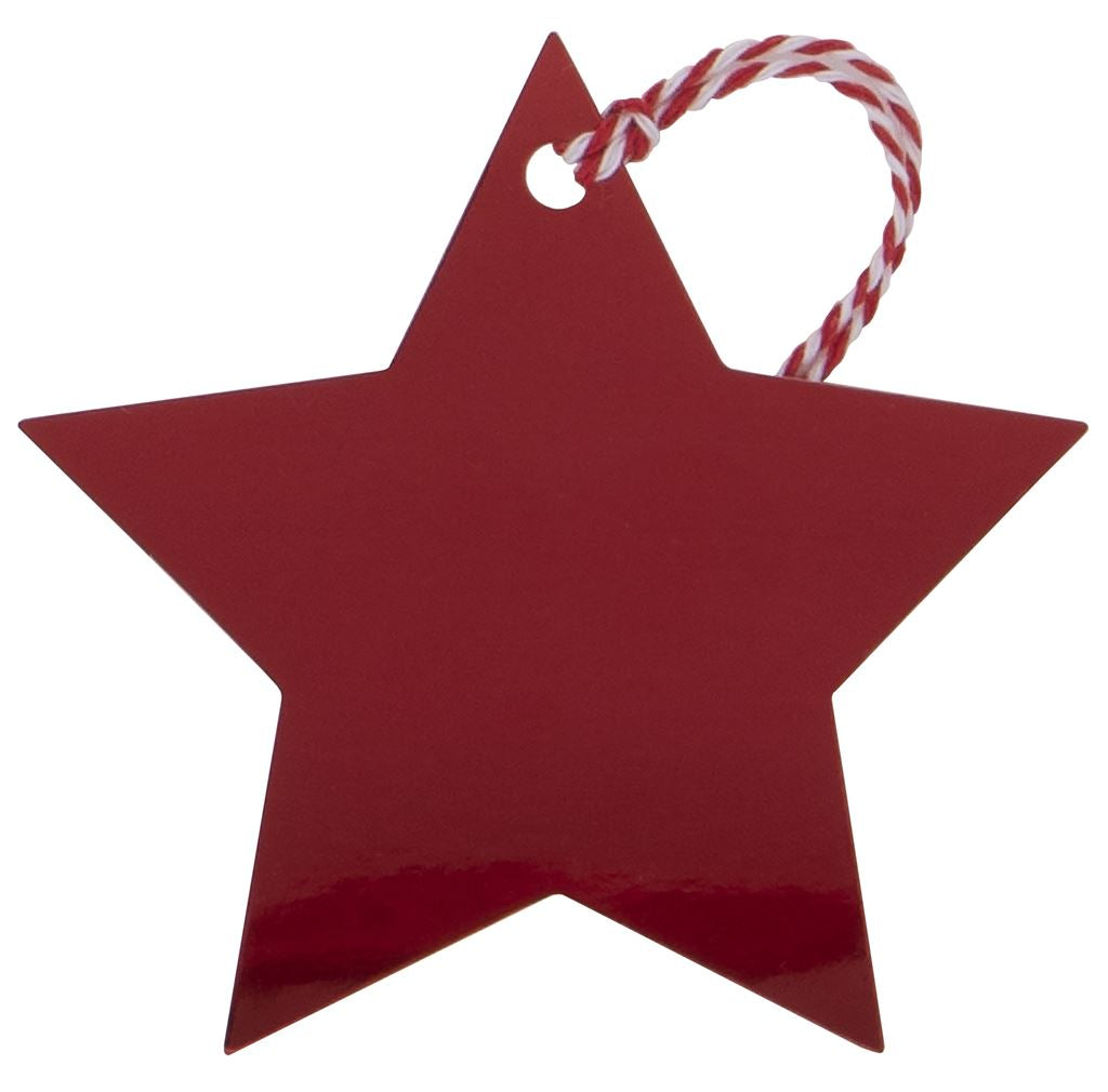 Multi Pack Six Foil Star Gift Tags Red