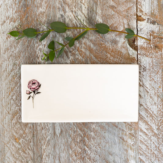 Peony Rectangular Bone China Soap Dish