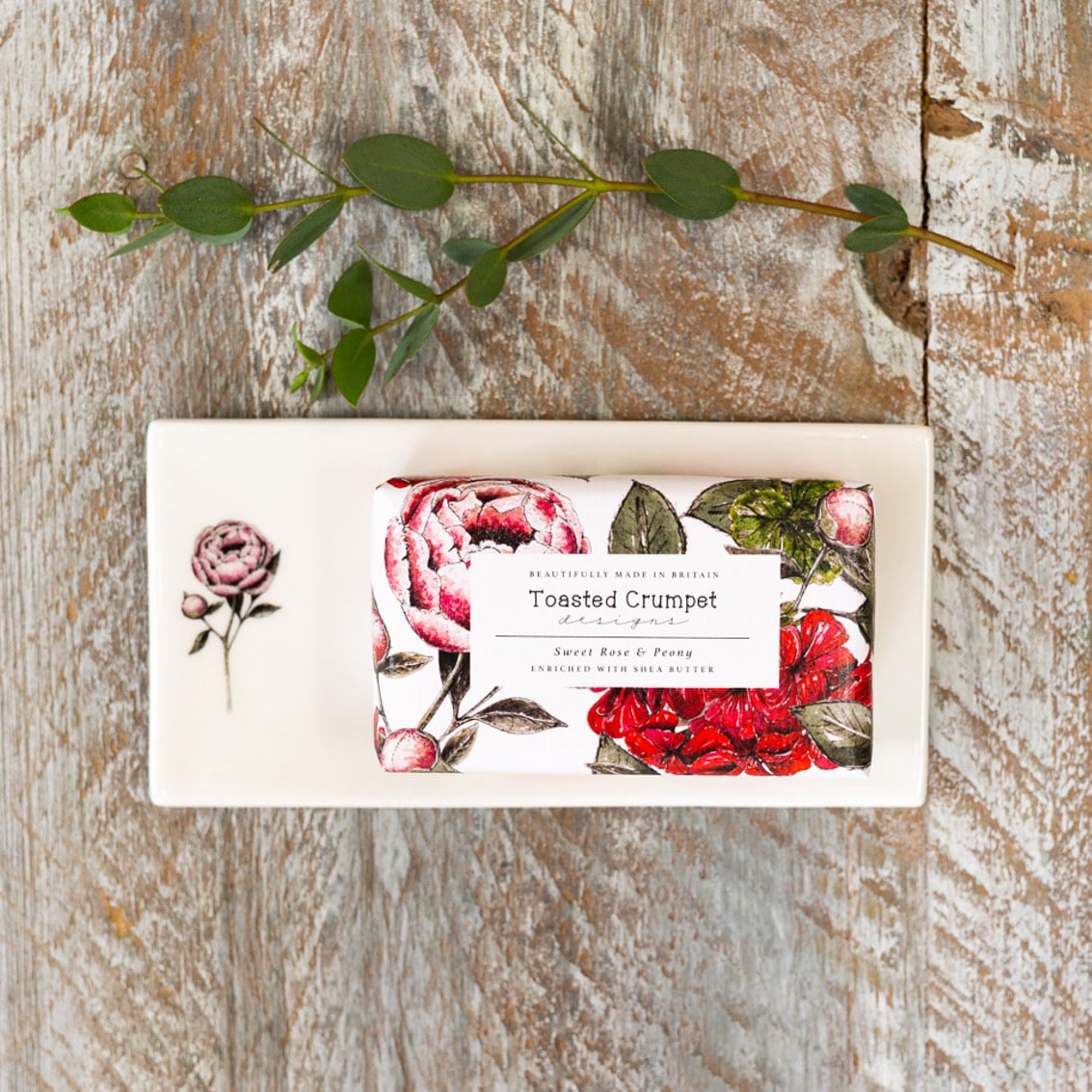 Peony Rectangular Bone China Soap Dish
