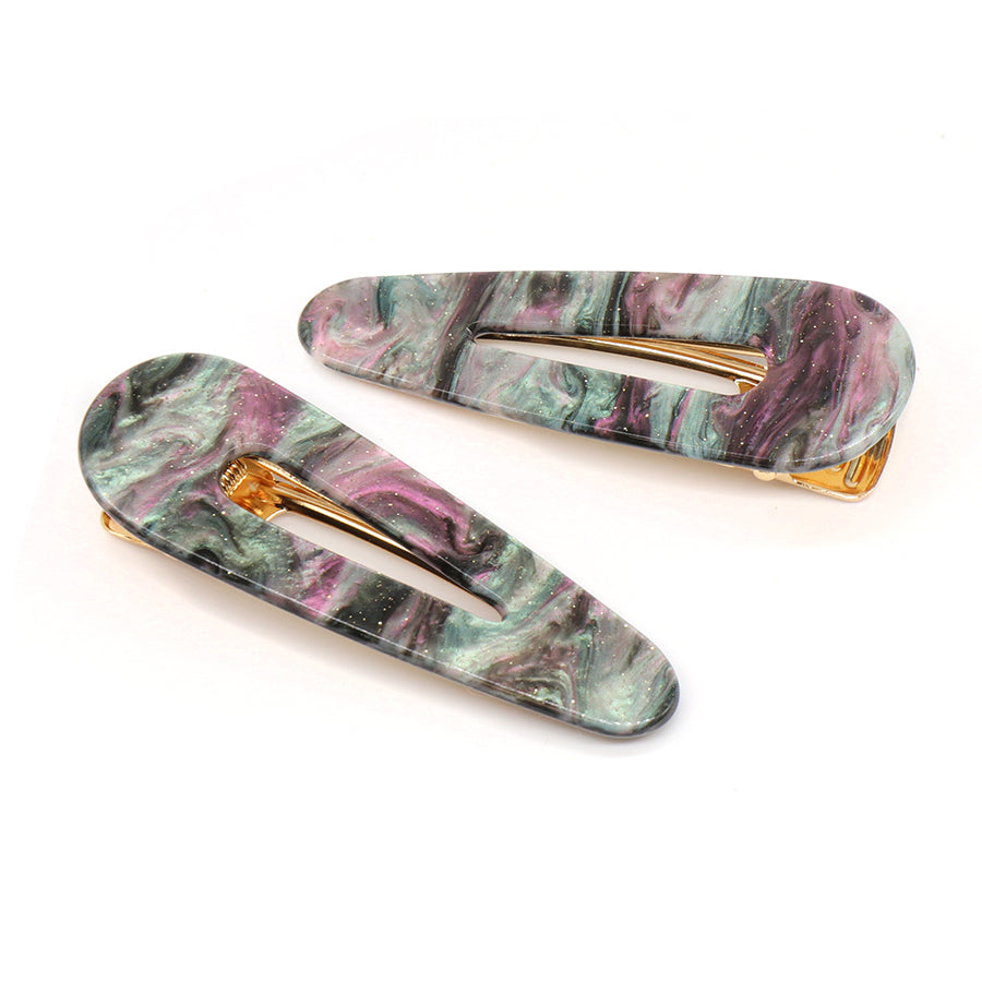 Two Pack Hair Slides Pink & Teal