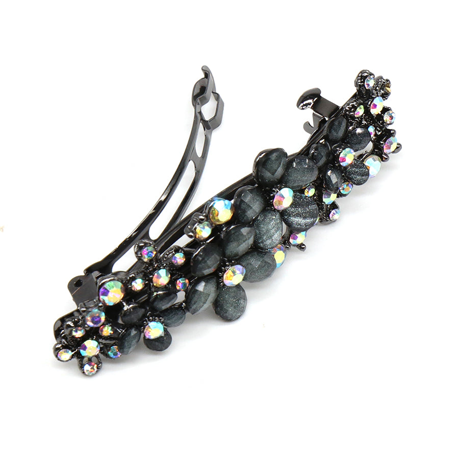 Crystal Embellished Hair Slide Smokey Grey