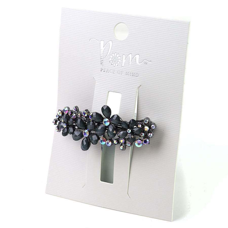 Crystal Embellished Hair Slide Smokey Grey