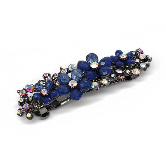 Crystal Embellished Floral Hair Slide Blue