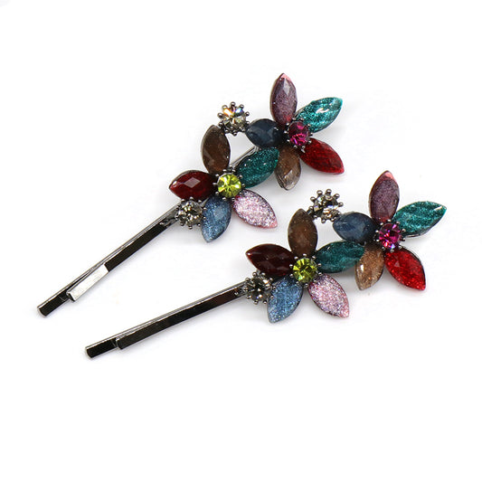 Multi Colour Floral Hair Slides Two Pack