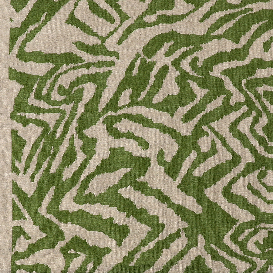 Fine Knit Animal Stripe Snood Scarf Oatmeal & Green