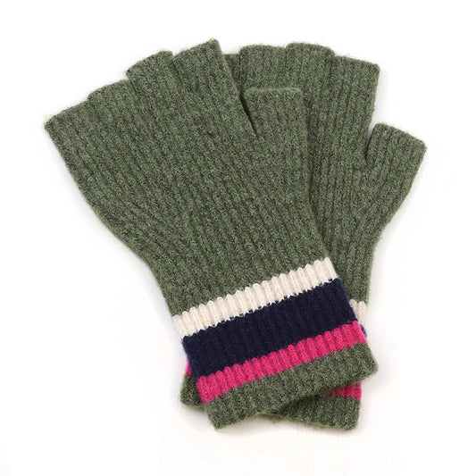 Fingerless Gloves in Pink, Khaki & Navy