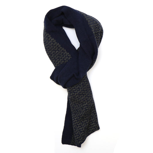 Men’s Knitted Pull Through Scarf in Navy & Grey