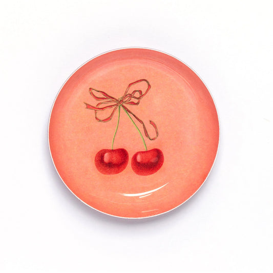 Cherries Round Enamel Tray