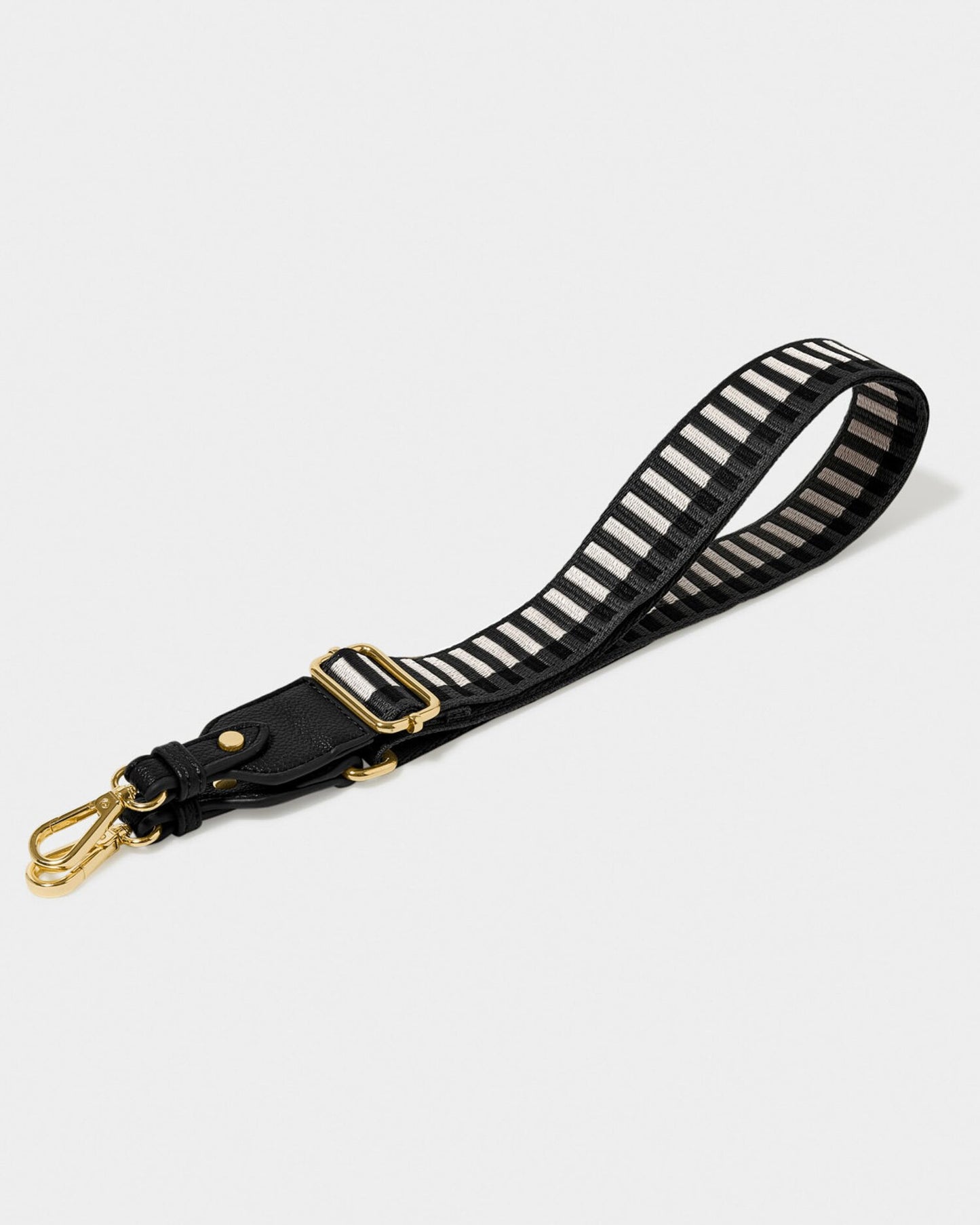 Geometric Canvas Bag Strap Black, Khaki & Pink