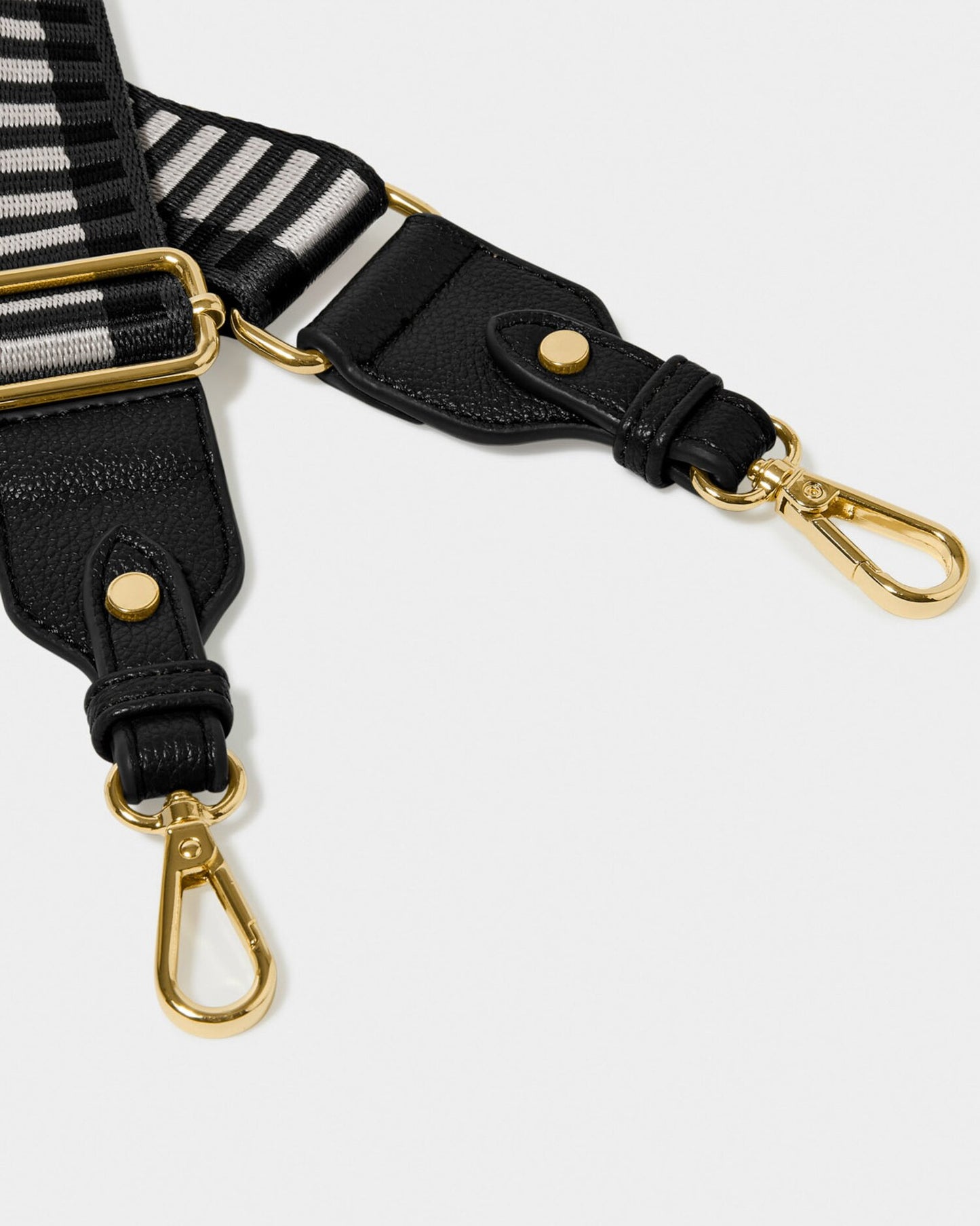 Geometric Canvas Bag Strap Black, Khaki & Pink