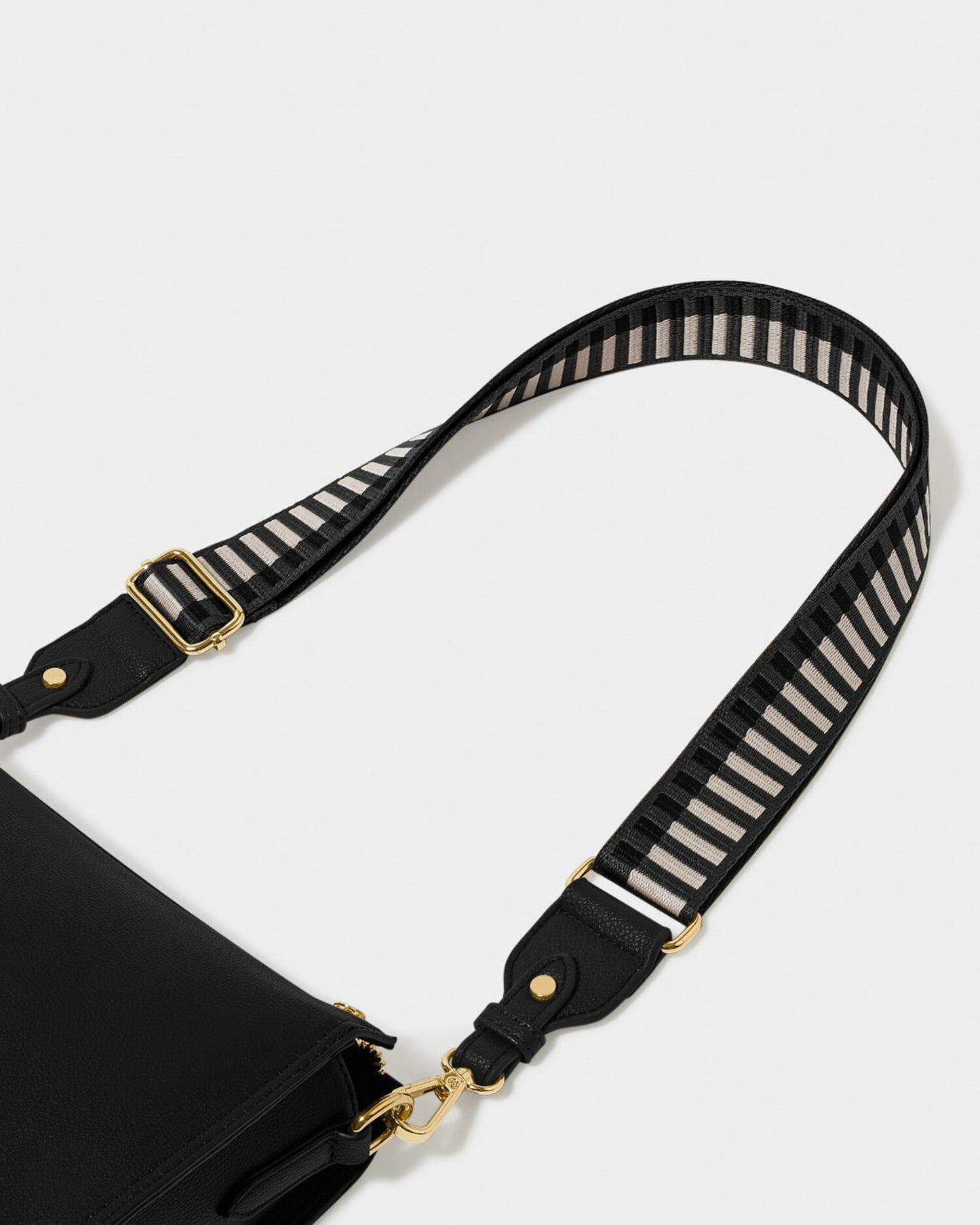 Geometric Canvas Bag Strap Black, Khaki & Pink