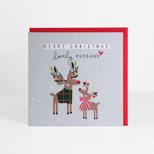Husband Reindeers Christmas Greetings Card