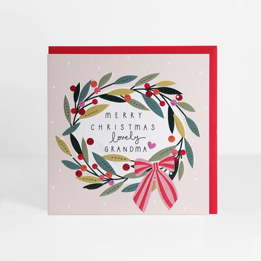 Grandma Christmas Wreath Design Greetings Card
