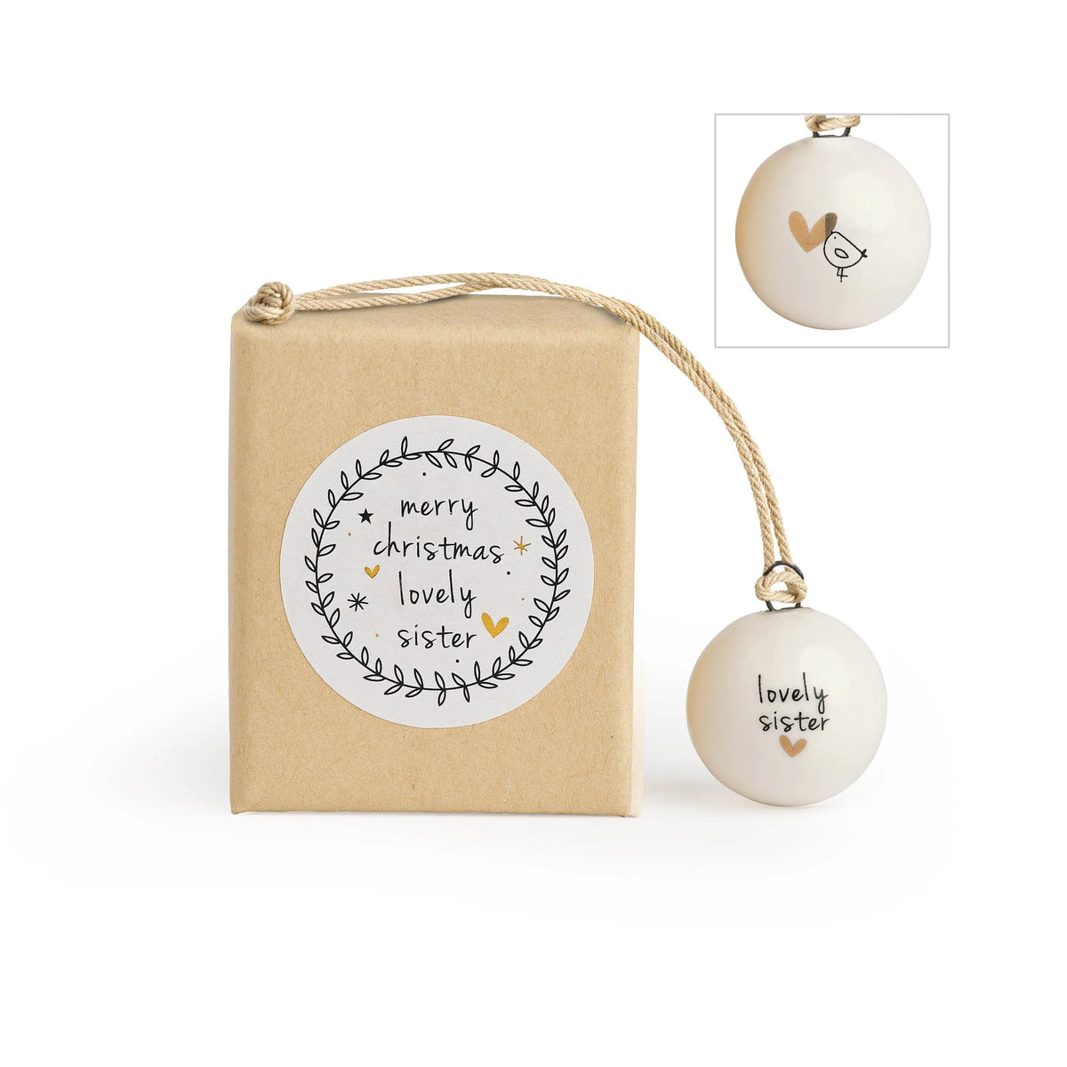 Lovely Sister Mini Porcelain Bauble