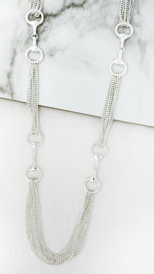 Envy Layered Chain Long Necklace Silver