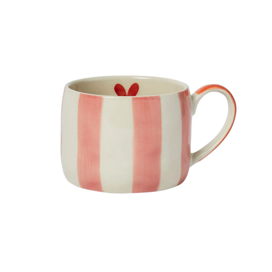 Stripes & Heart Stoneware Mug