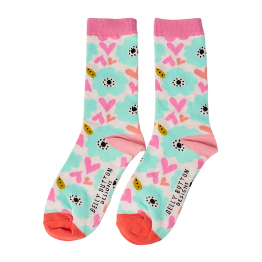 Hearts & Flower Bamboo Socks