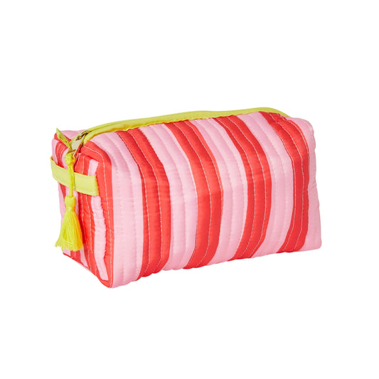 Pink & Red Striped Quilted Wasbag