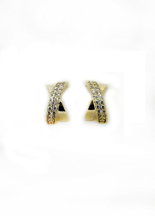 Envy Crystal Cross Stud Earrings Gold