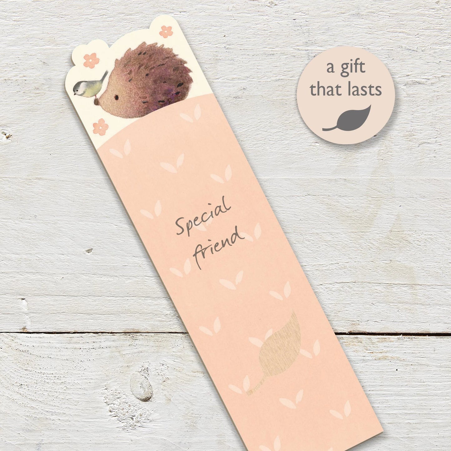 Special Friend Hedgehog Wooden Bookmark