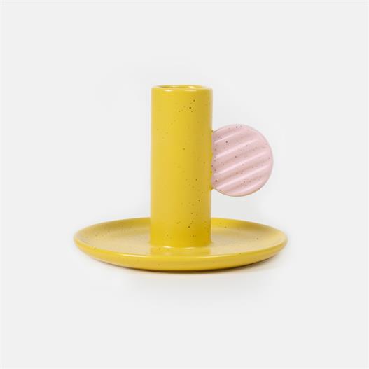 Funky Candle Holder In Mustard & Lilac
