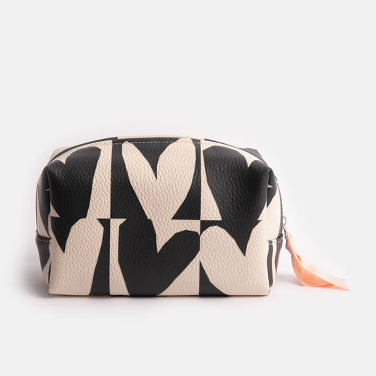 Mono Checkmate Heart Cube Cosmetic Bag Black