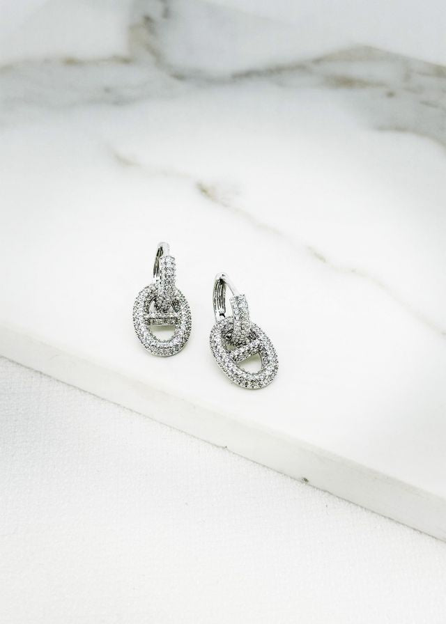 Envy Crystal Buckle Shaped Earrings Silver