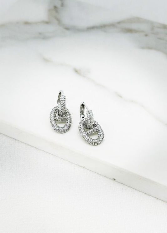 Envy Crystal Buckle Shaped Earrings Silver