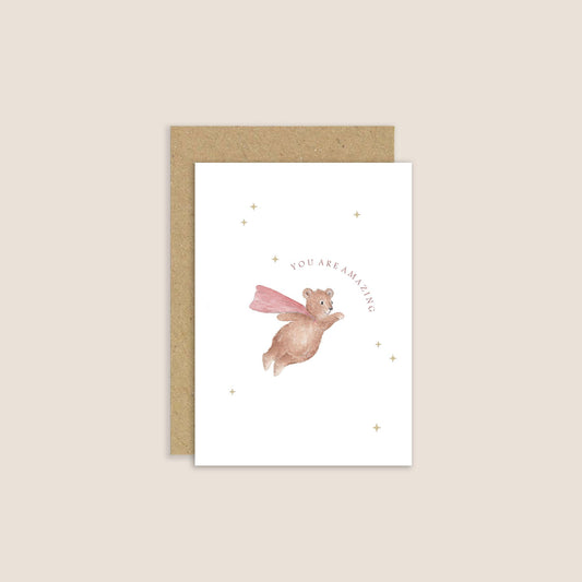 You're Amazing Super Bear Greetings Card