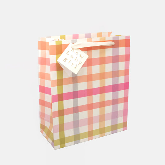 Baby Girl Multi Check Large Gift Bag